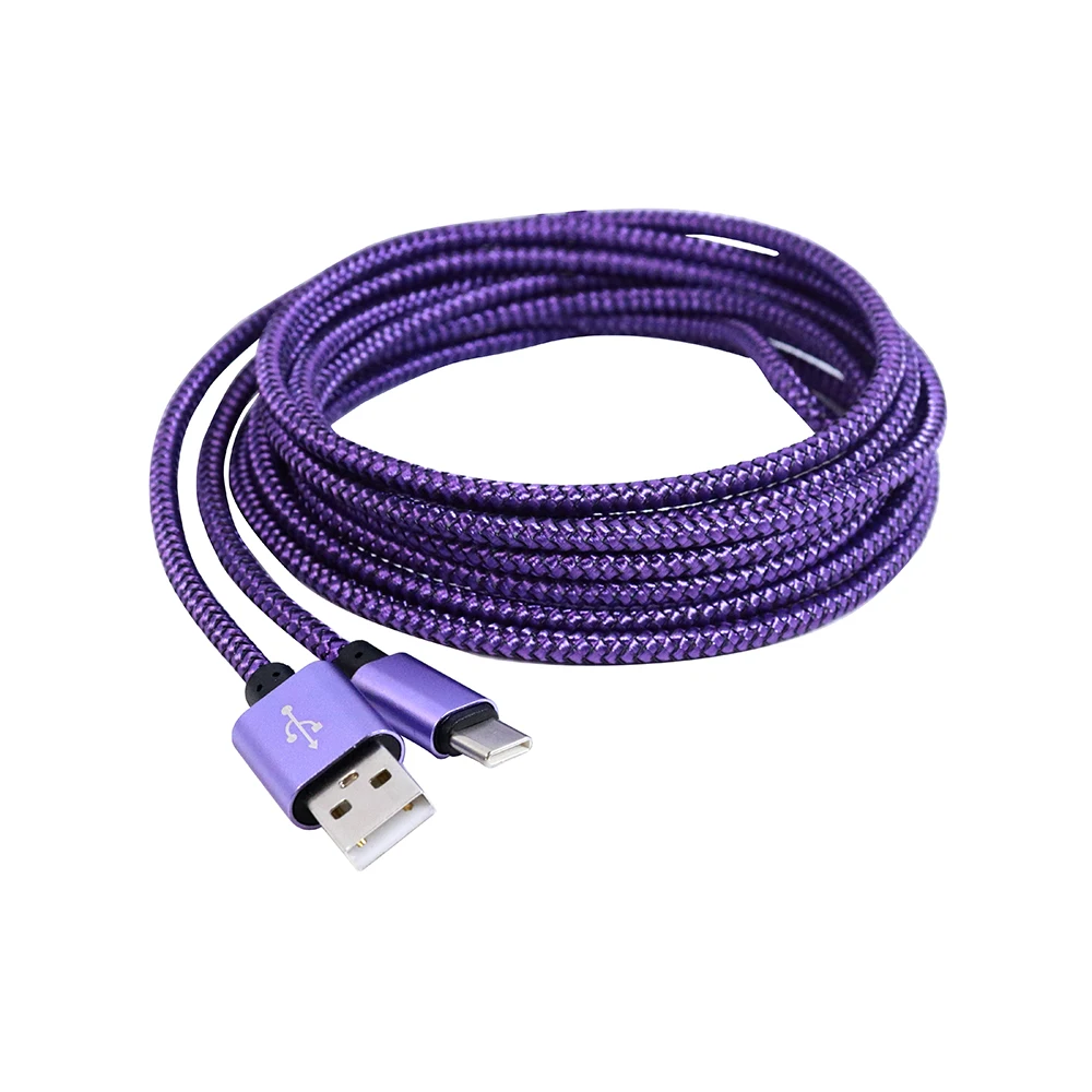 USB A Tipi C Kablo Tarih Sync Hattı 3A Hızlı Şarj Samsung Huawei Android Cep Telefonu Naylon Örgülü Tel şarj aleti kablosu