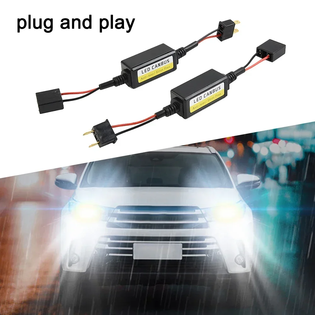 2pcs H7 LED Headlight Canbus Decoders Anti Flicker Fit For H7 Socket DC 9V-16V