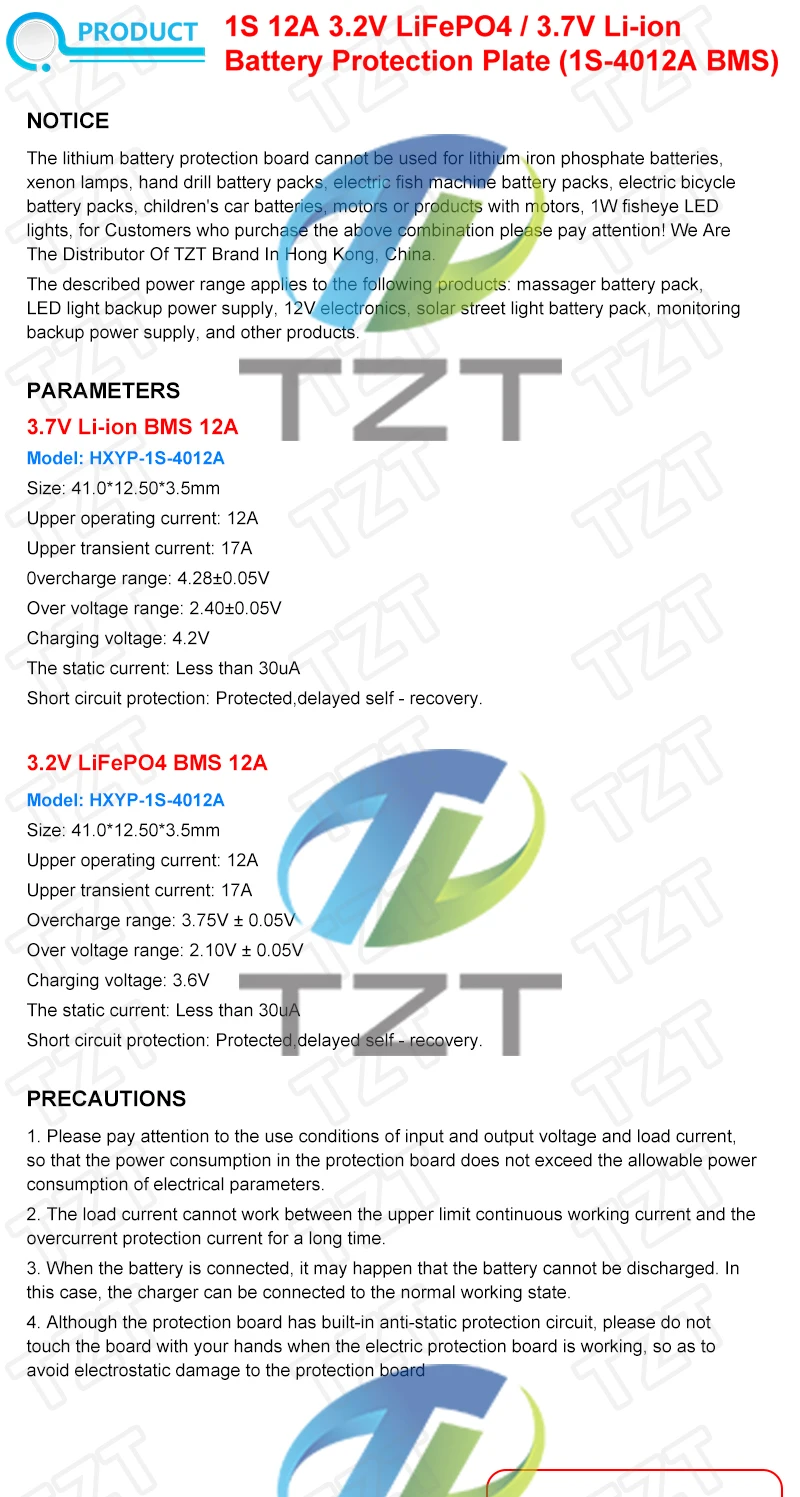 1S 12A 3,7 V Li-Ion/3,2 V Lifepo4 18650 Batterie Lade Schutz Bord Kurzschluss Schutz BMS PCM für Elektrische Motor – Detail 1