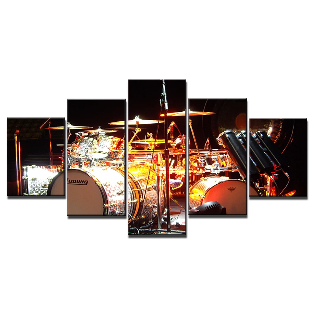 5 Piece Canvas Art Music drums kit HD Printed Wall Art Home Decor