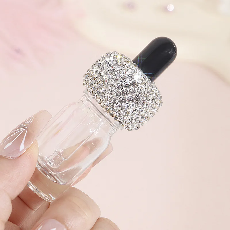 5ml Sparkling Rhinestone Essential Oil Lotion Split Bottle Portable Dropper Glass Jar Mini Sample Empty Reusable Storage Bottle 6