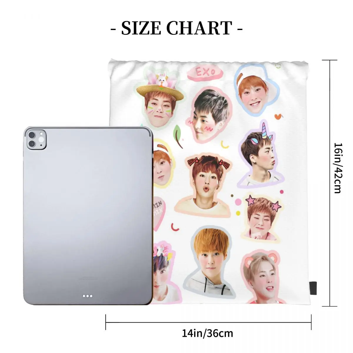Xiumin Exo Kiyowo Drawstring Bag Backpack fitness school hiking gym storage backpack