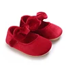 Spring And Autumn New Girl Baby Bow Anti Slip Soft Sole Princess Shoes Red New Year Christmas Bow Walking Shoes 6