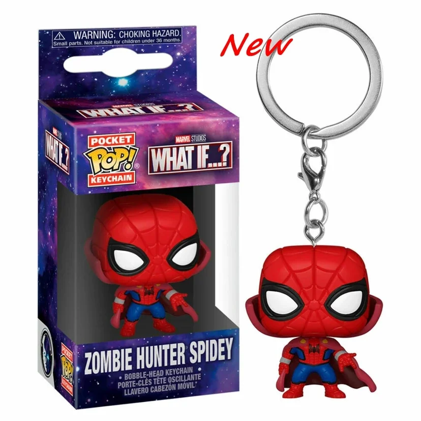 Il Più Nuovo Portachiavi Tascabile Funko Pop Cosa Fare Se...? Zombie Hunter Spidey Vinyl Action Figure Pocket Pop Collection Model Toys