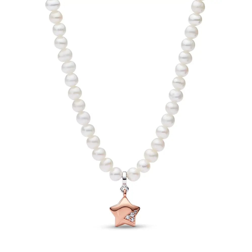 

Authentic 925 Sterling Silver Lucky Star Precious Star Fashion Pendant Pearl Necklace Fit Women Bead Charm Gift DIY Jewelry