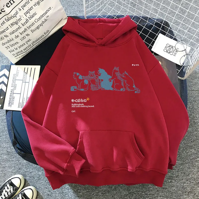 Women\'s Hip Hop Hoodie Streetwear Japanese Kanji Harajuku Funny Cat Sweater Winter Sweater Top Print Oversize hoodies women