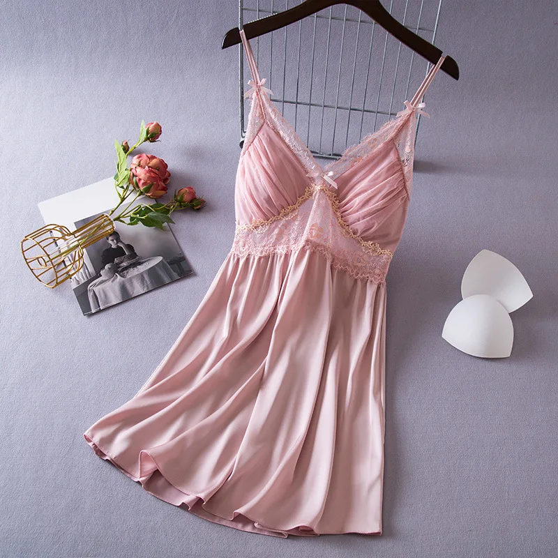 

Сексуальная ночная рубашка на бретелях, ночная рубашка, мини-юбка, домашняя одежда, летнее повседневное шелковое атласное домашнее платье