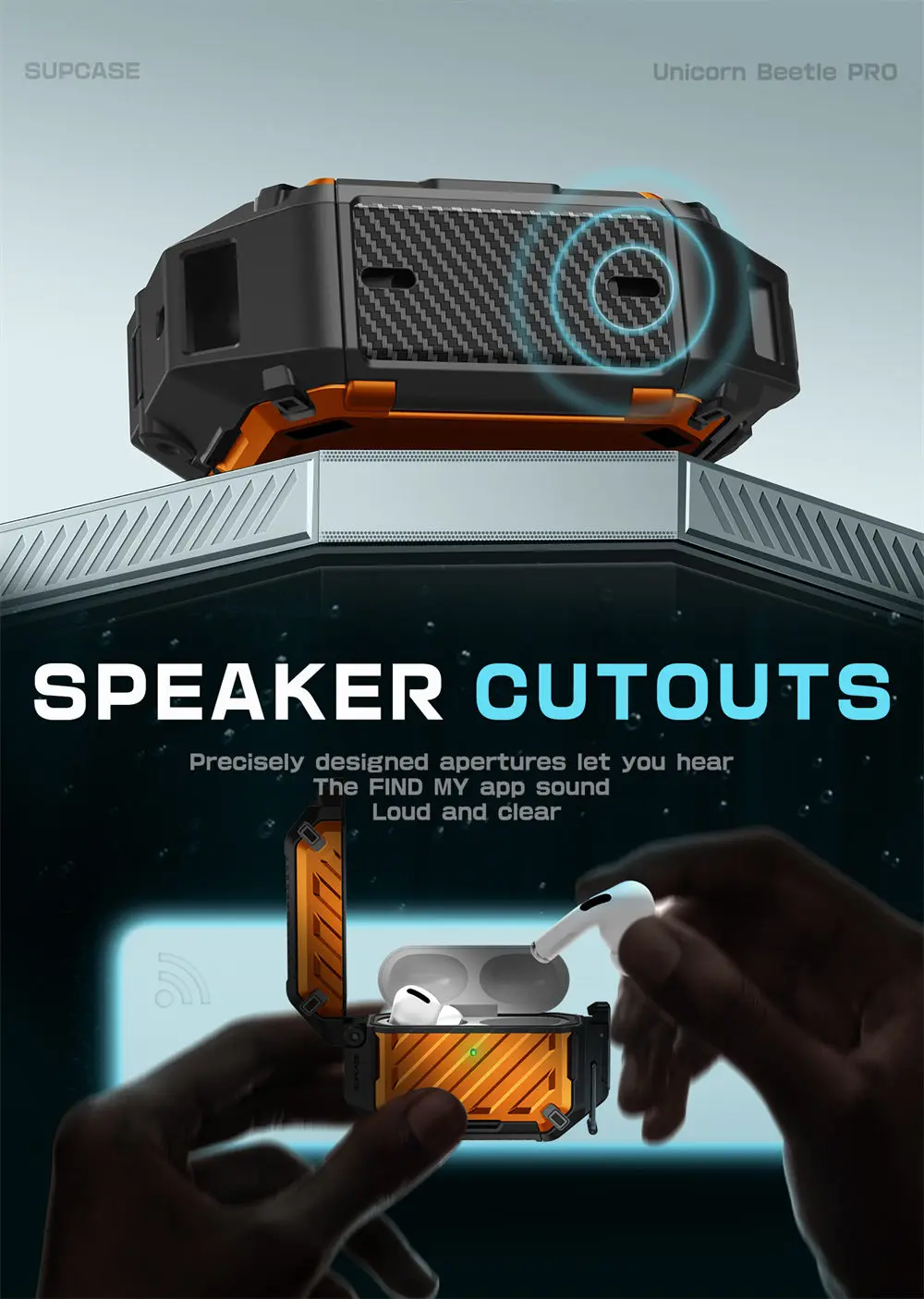 SUPCASE For Apple AirPods Pro 3 Case 3. Generation UB Mag IP68 Wasserdichte, kratzfeste Hartschalenhülle mit Schloss und Karabin – Detail 35