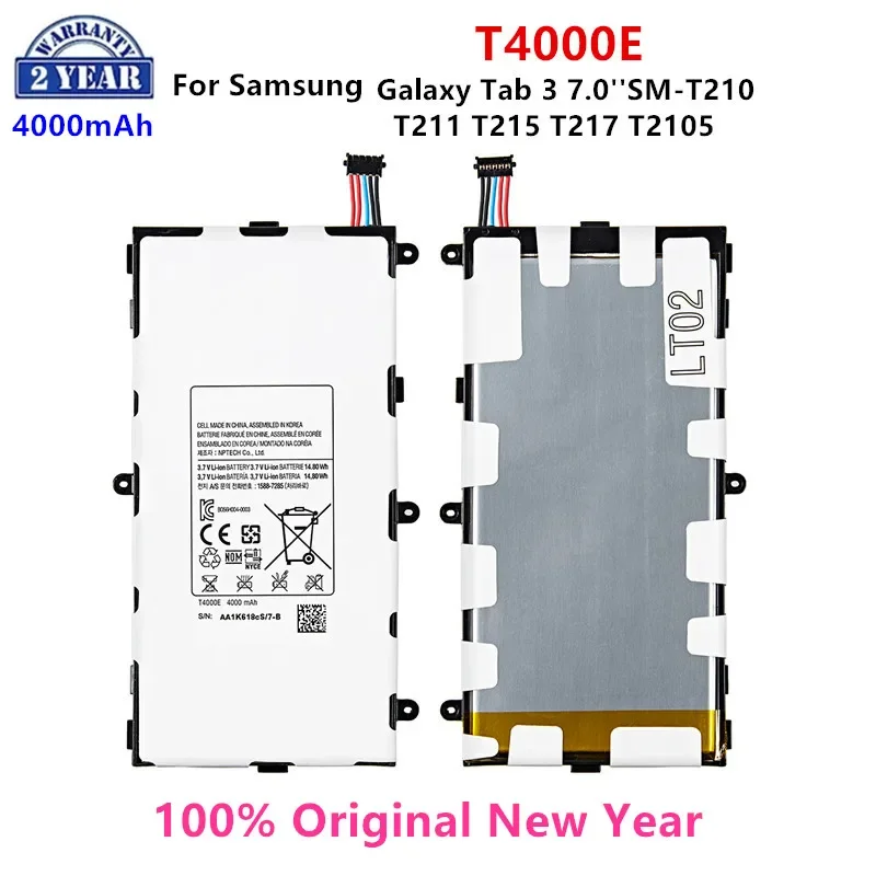 

Оригинальный планшет SAMSUNG T4000E, аккумулятор 4000 мАч для Samsung Galaxy Tab 3 7,0 '', T211, T210, T215, T217A, SM-T210R T2105, P3210, P3200