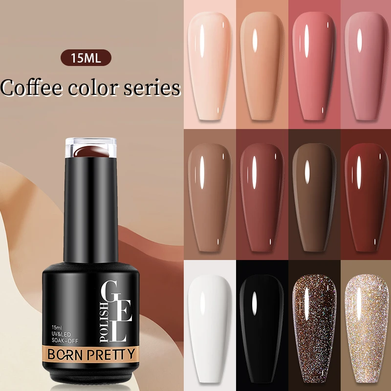 BORN PRETTY 15ml Autumn Winter Color Gel Nail Polish Dark Red Brown Christmas Soak Off UV LED Gel Nail Art DIY Design Varnishes 3