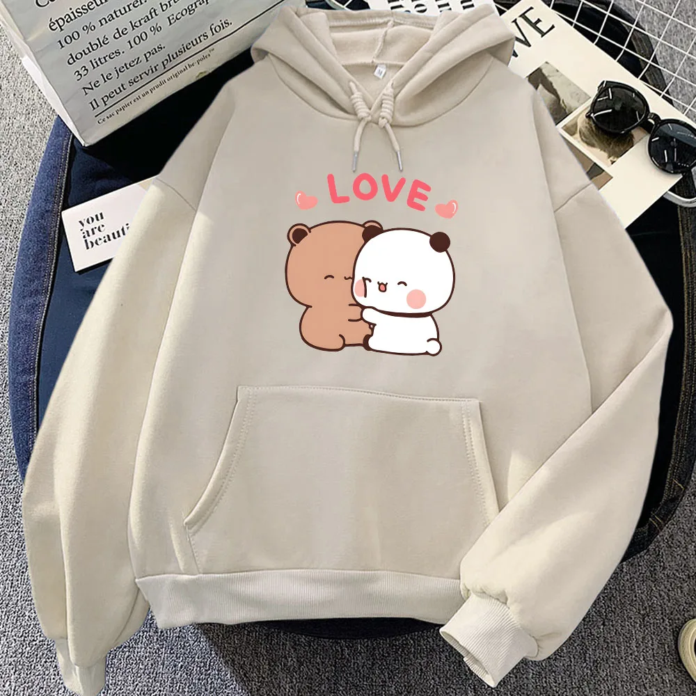 

Panda Bear Bubu Dudu Hoodies Casual Women Long Sleeve Streetwear Sweatshirts for Winter Fleece Warm Hooded Pullovers Cartoon Top