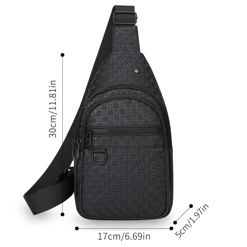 Men's chest bag, adjustable shoulder strap, hands-free, suitable for gym and travel - outdoor sports bag for commuting and trave