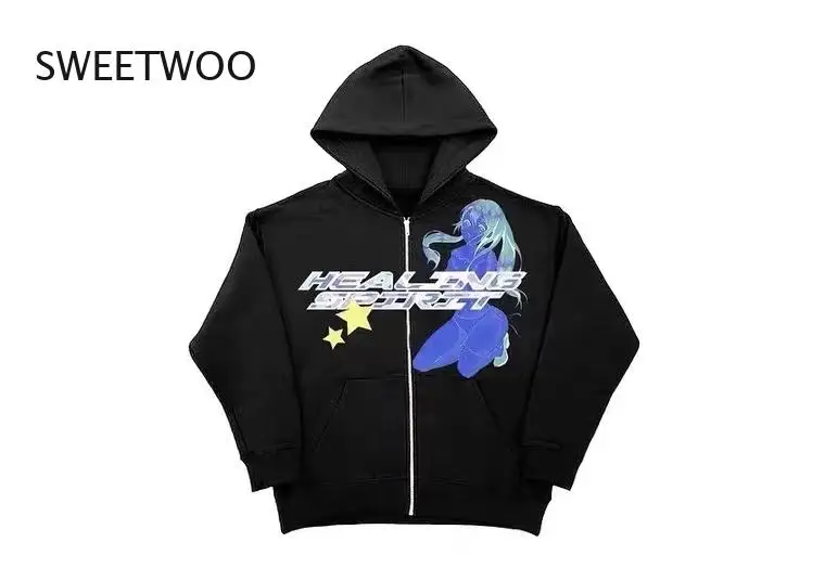 

2022 Anime Hoodies Women Harajuku Kawaii Women Hoodies Y2K Loose Print Teenage Clothes Vintage New Oversized Sweatshirts Female