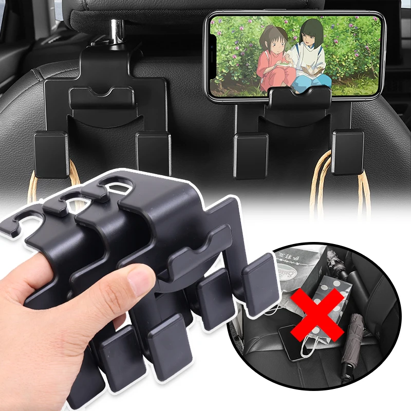 

Car Hooks Auto Rear Seat Back Headrest Double Hook Multi Functional Hook Phone Holder Hanging Storage Bracket Hook Sundries Rack