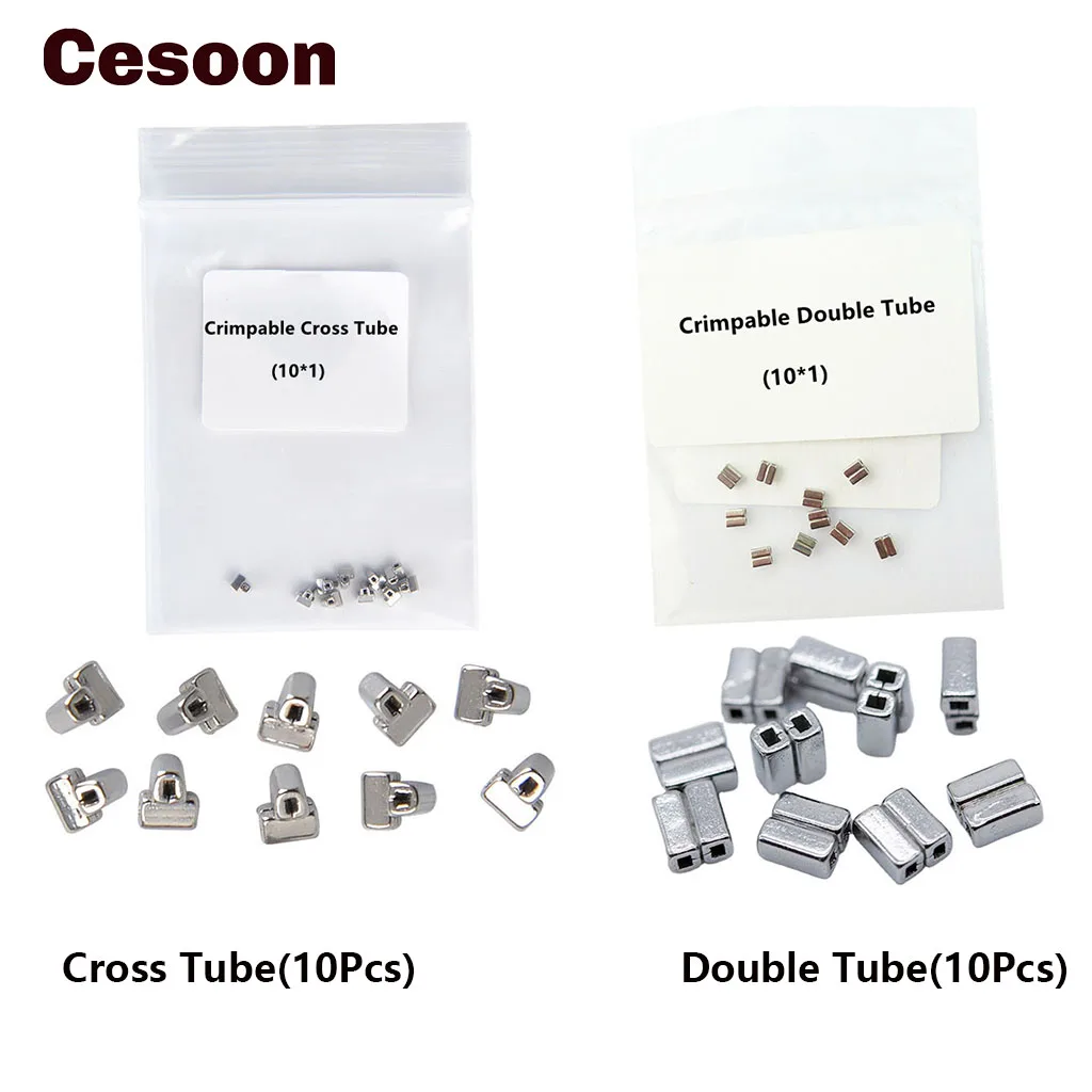 

10Pcs/Pack Dental Orthodontic Crimpable Hook Cross Tube/Double Tube For Arch Wires Split Sliding Hooks Dentist Ortho Materials