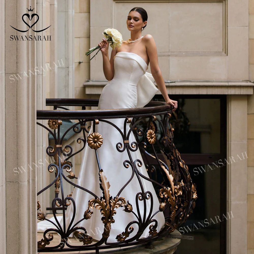Elegant Mermaid Wedding Dress 2025 Vintage 2 In 1 Bow Princess customized Bride Gown SwanSarah N544 Plus Size Vestido De Novia 1