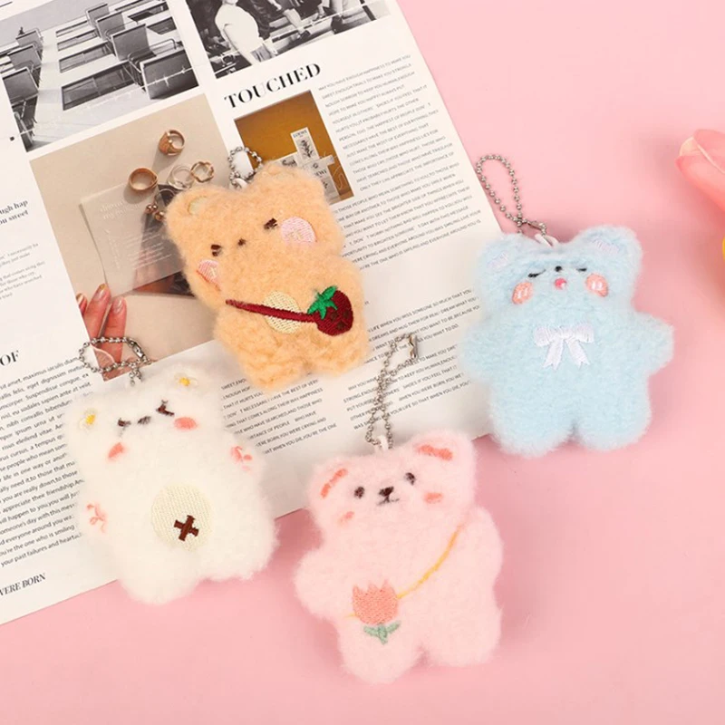 

Cute Little Bear Plush Doll Pendant Bag Pendant Stuffed Soft Cartoon Keychain Decoration Creative Key Ring Birthday Gift