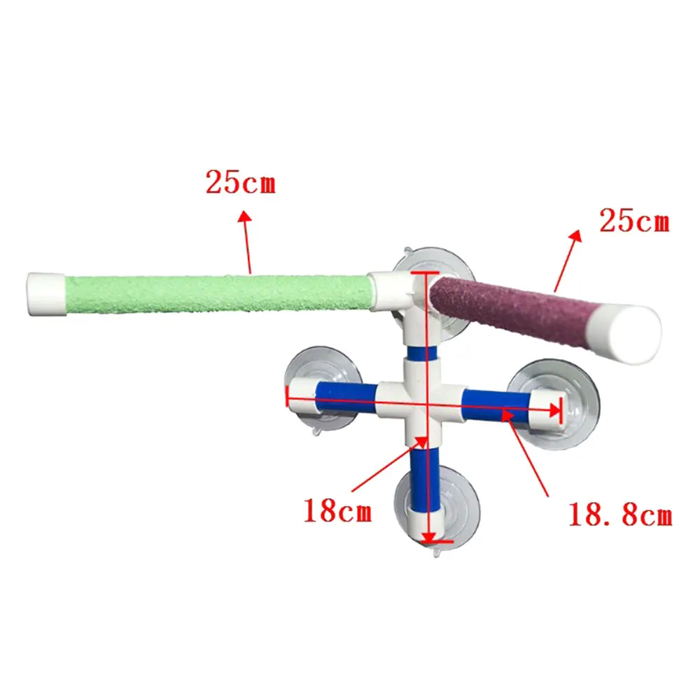 Zuignappen Huisdier Vogels Papegaaien Baden Douche Staande Platform Bar Dual Stok Poot Slijpen Beugel Station Interessante Zitstokken