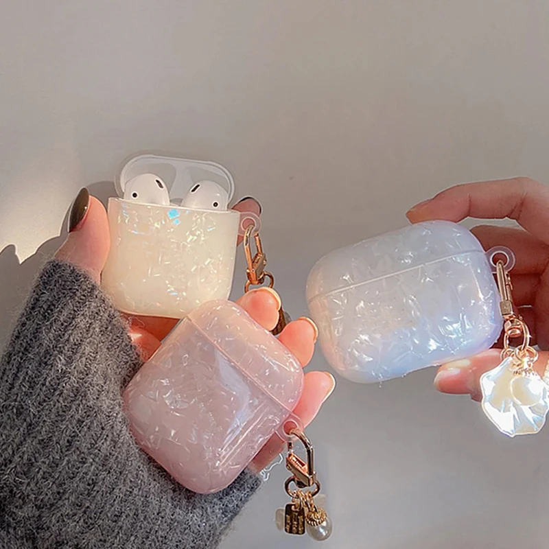 Luxury Girls Pearl Earphone Case For Airpods Pro 2 1 Case For Apple AirPods 4 3 2 1 Case With Keychain Earphone Protective Shell