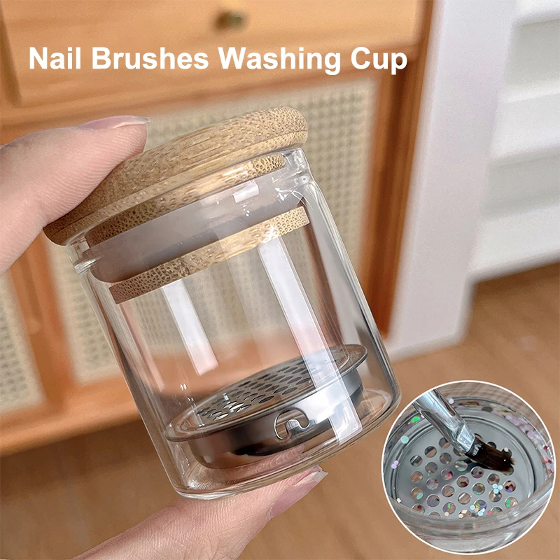 1Pcs Nail Brushes Washing Cup Water Cleaner Easy Cleaning Portable Brush Mesh Layers Washer For Nail Art Sequins