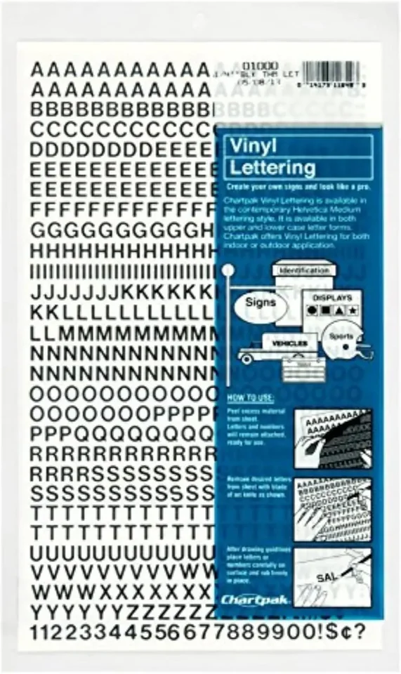 Self Adhesive Black Vinyl Letters and Numbers Set