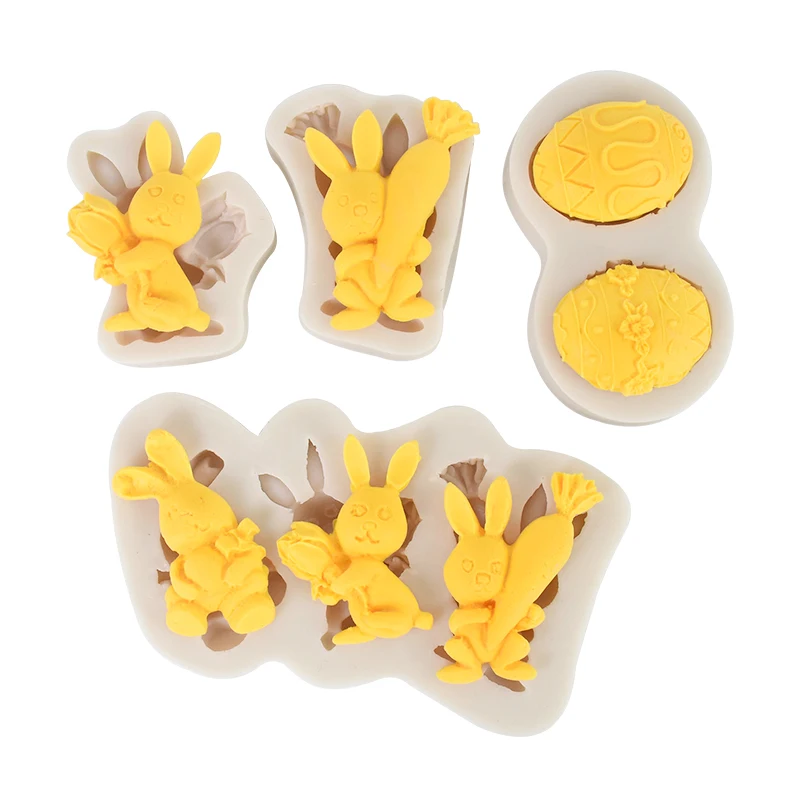 Easter Rabbit Silicone Mold Biscuit DIY Pastry Fondant Moulds Easter Party Home Baking Tool Birthday Party Cake Decoration