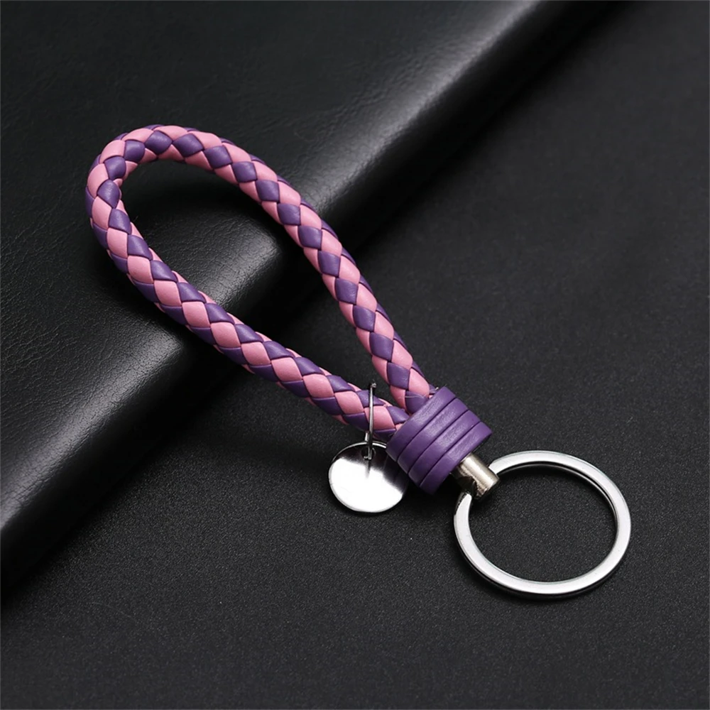 Braided PU Leather Wristlet Keychain Strap - Stylish Accessory