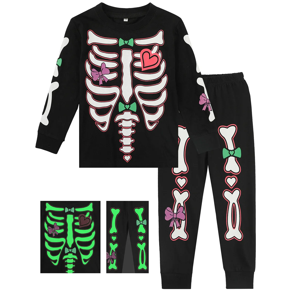 Pigiama Bimbo Scheletro Glow In The Dark 2-7 Anni - Costume Halloween Comodo E Morbido