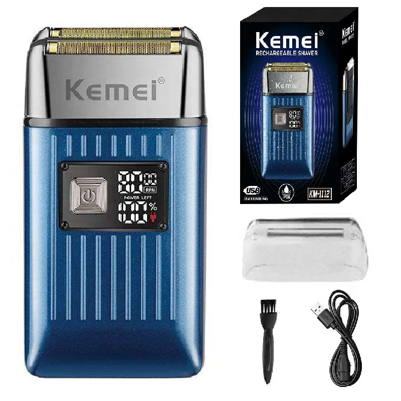 

Kemei KM-1112 плавающие ножи для бритья 2 в 1 Мужская бритва USB перезаряжаемая зарядка IPX6 Водонепроницаемая бритва для бороды