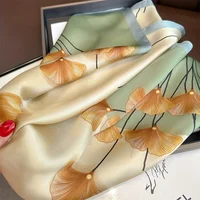 Luxury Print Spring Neck Tie Shawl 2024 Silk Square Scarf Women Wraps Female 70cm Hair Hand Wrist Headkercheif Hijab Bandana 3