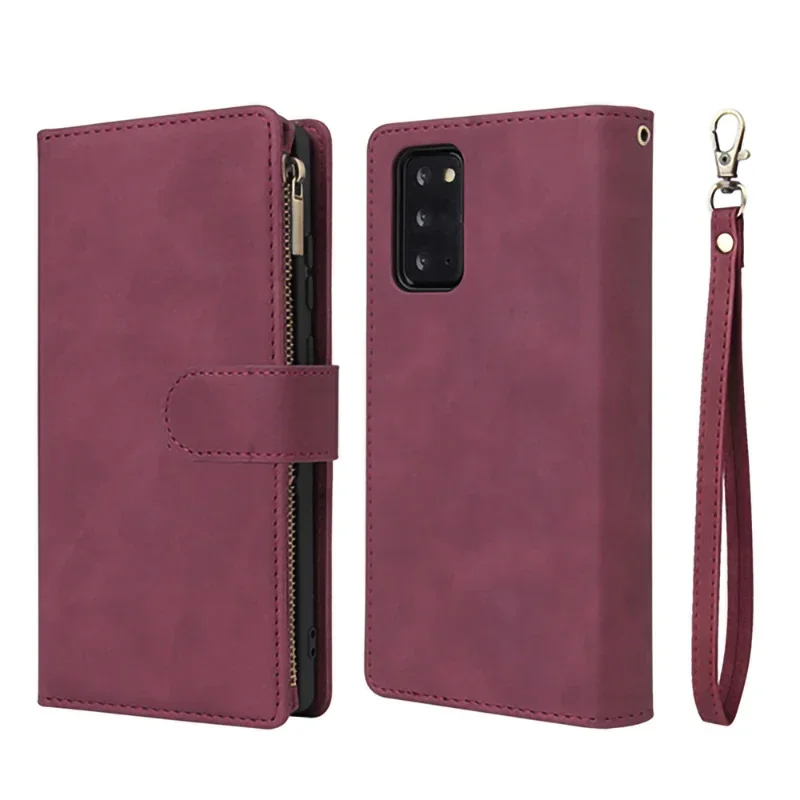 Zipper Leather Flip Wallet Case Cover
