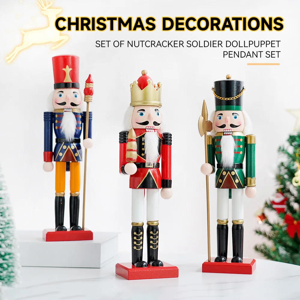 

30CM Christmas Decoration Nutcracker Vintage Puppet Hand-painted Craft Figure Colored Painting Puppet For Festival Giveaway