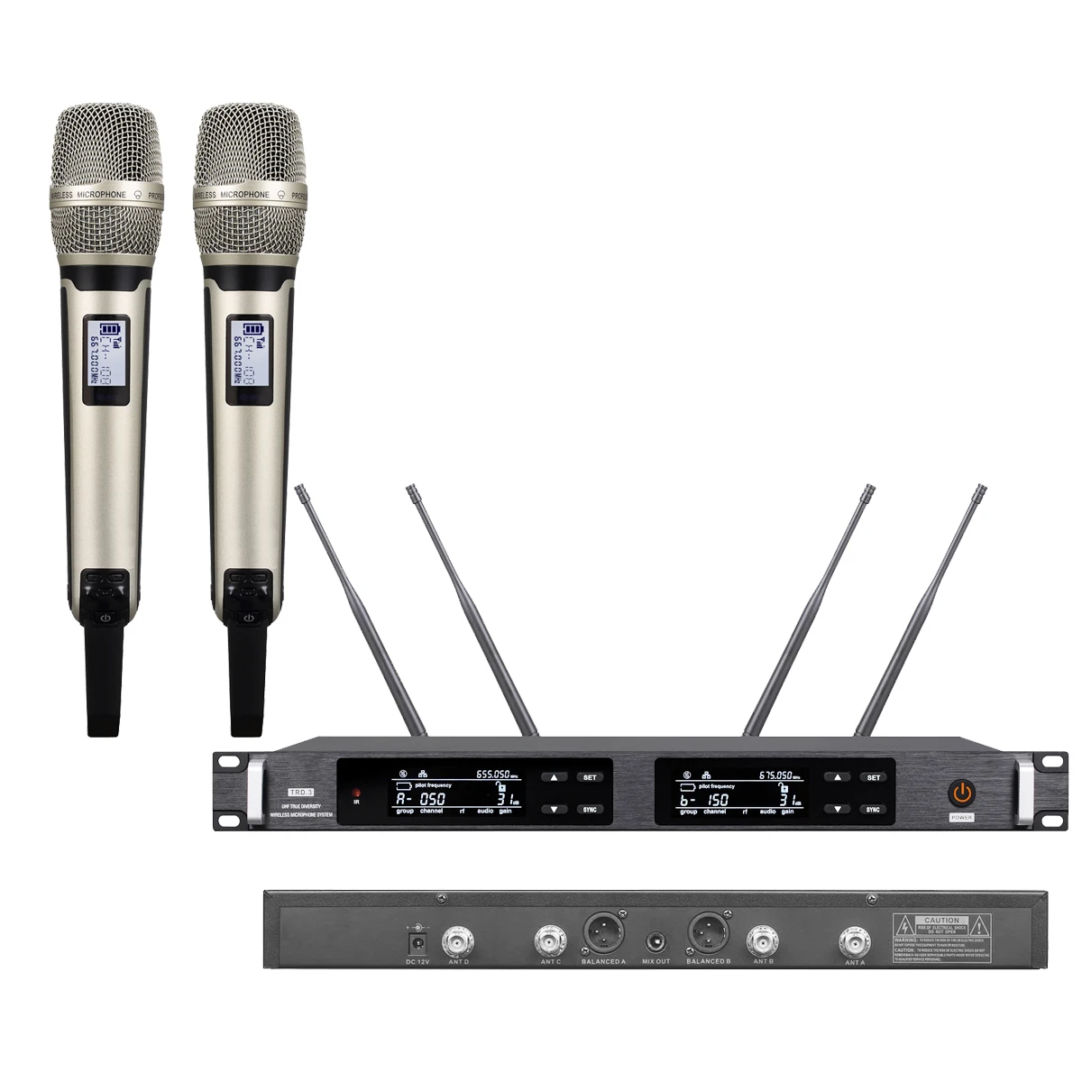 

UHF 2 Channel ULXD24 Wireless Microphone System ULXD4 Master SKM9000 Handheld Transmitter 4 Antenna True Diversity