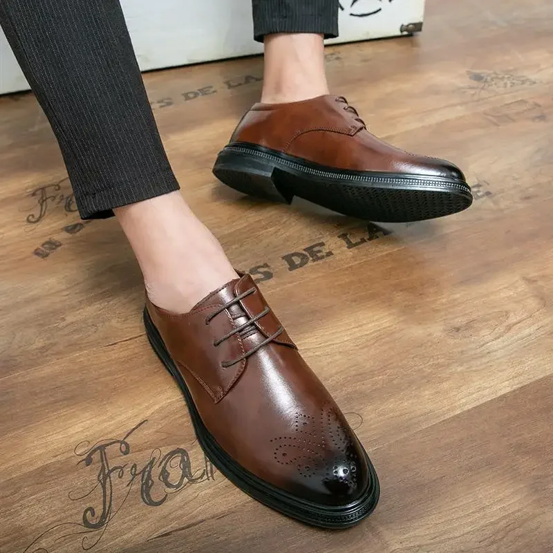 

Leather Shoes Men's New Business Formal Wear Casual Shoes Summer Spring Men's British Korean Pointed Thin Wedding Shoes Work