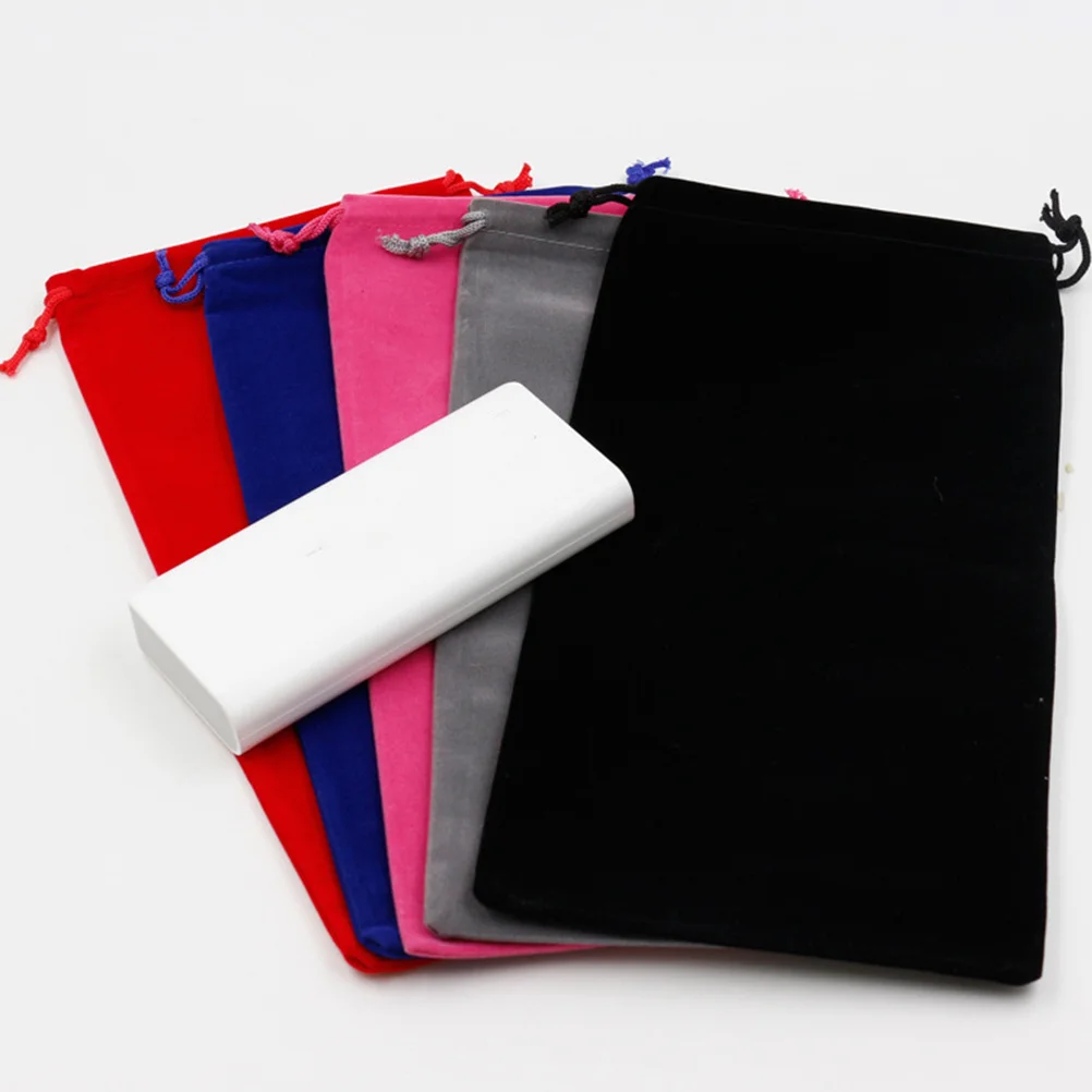 5Pcs 헤어 드라이어 파우치 25x10 Cm 블랙 드로우 스트링 백 다기능 보관 파우치 선물용 부드러운 린트 소재 쥬얼리