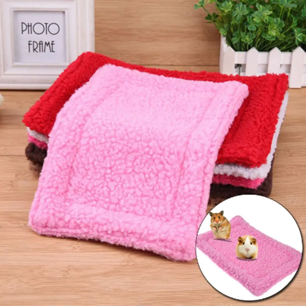 Double-sided Small Pet Warm Mat Plush Hamster Small Mat Guinea Pig Nest Easy To Carry Rectangular Rabbit Bed Cushion
