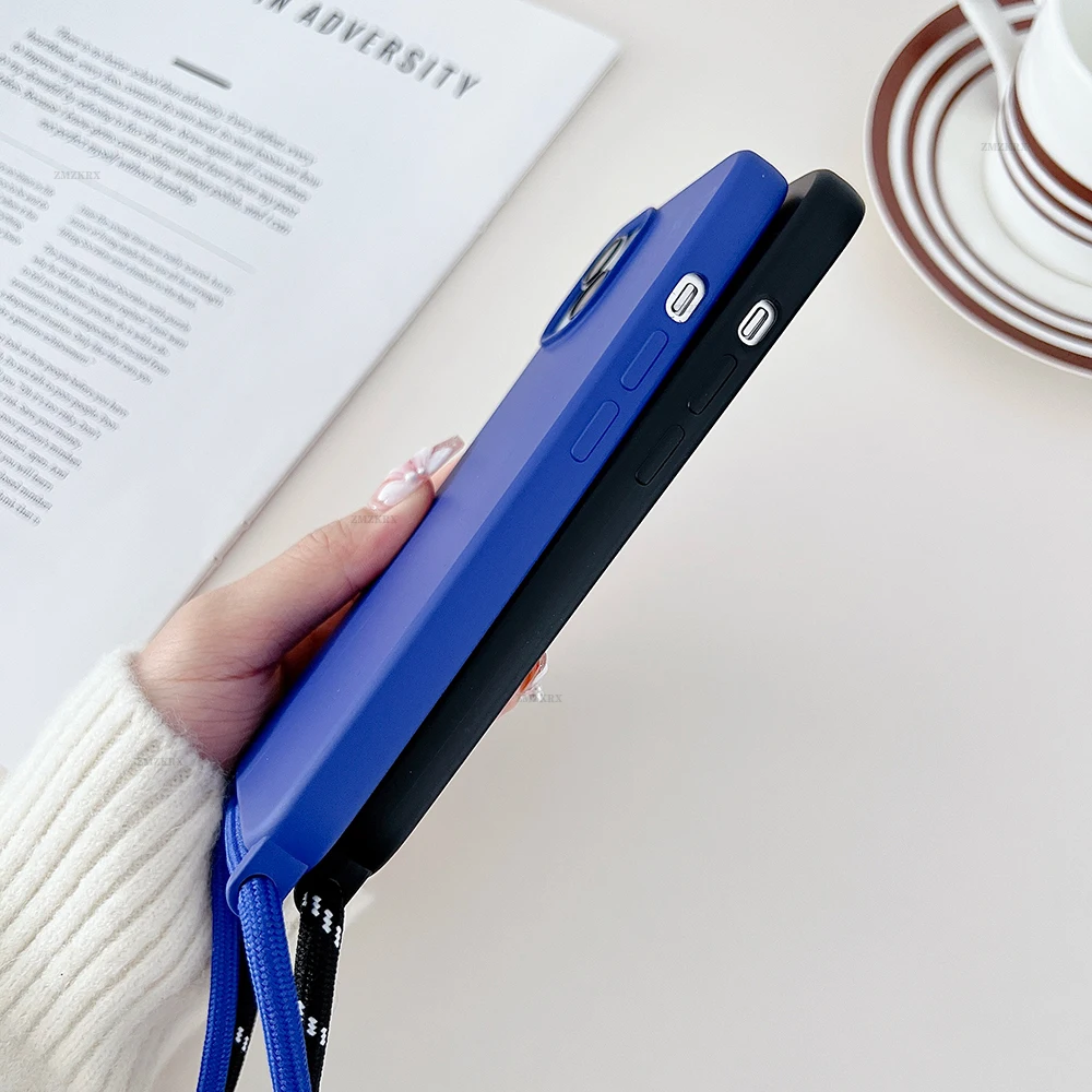 Neue Crossbody Lanyard Flüssigsilikon Handyhülle für iPhone 11 12 13 14 15 Pro Max XS X XR 7 8 Plus SE Halskette Riemen Soft Cover – Detail 9