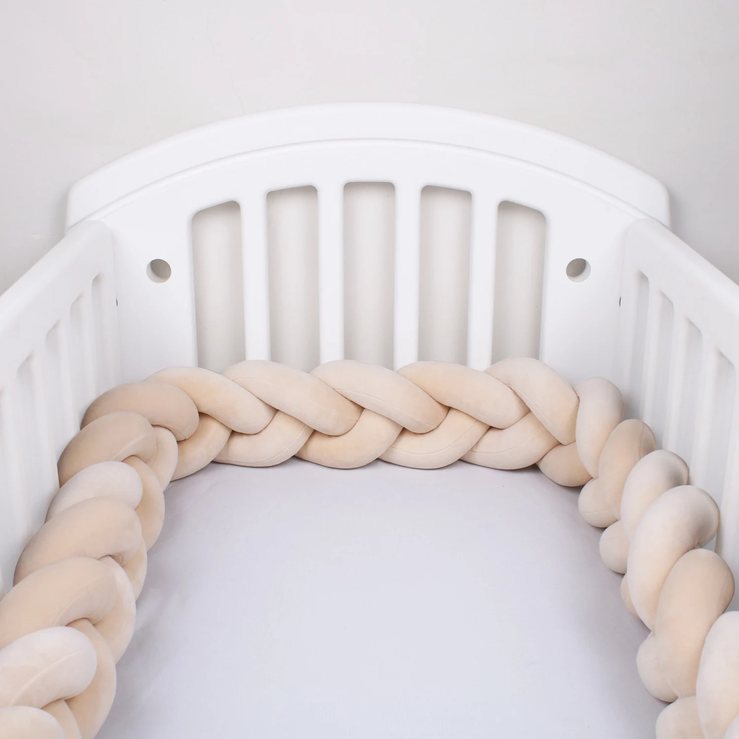 300cm Newborn Bumper Crib Protector Knotted Braid Pillow Pure Woven Plush Knot Baby Room Decoration