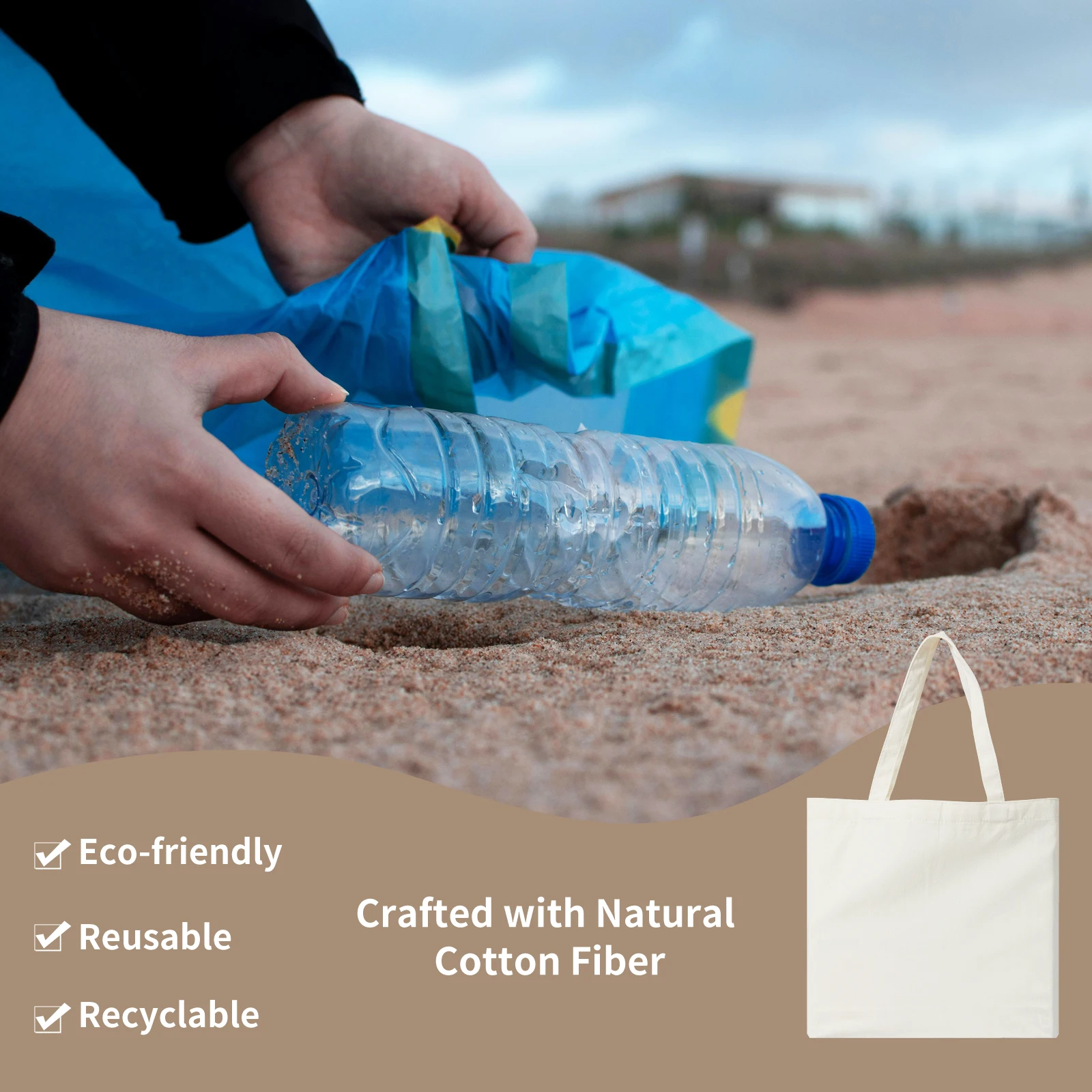 DIY Blank Large Capacity Eco-Friendly Cotton Reusable Canvas Tote Bags 1PC / 10PCS Women's Handbag