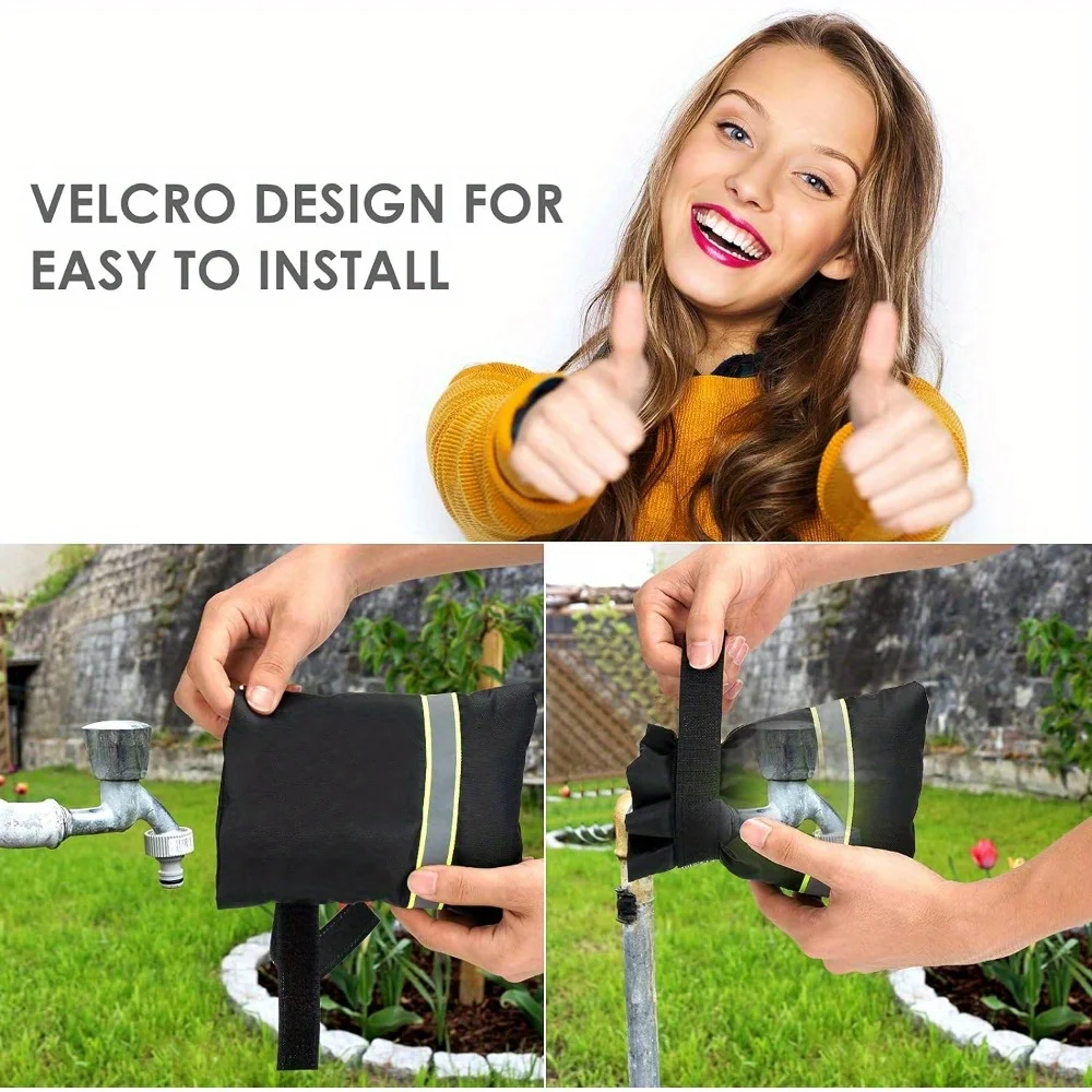 6-piece Winter Antifreeze Faucet Cover with Reflective Strips, Thickened Antifreeze Outdoor Reusable Hose Faucet Cover