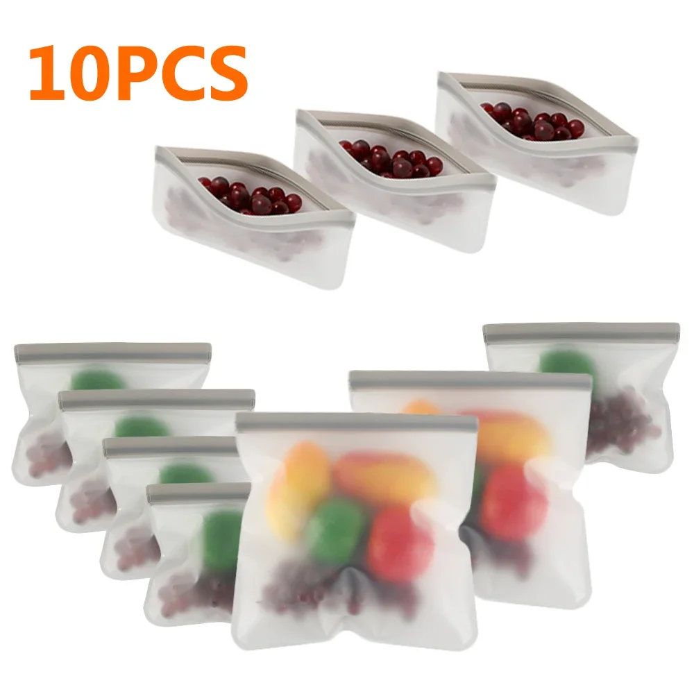 

Bags Reusable Snack Gallon Food Leakproof Storage Freezer Sandwich 10pcs