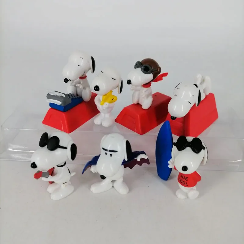 

Bandai Doll Toy Gifts DIY Keychain Snoppys Dogs 7pcs/set Cake Decoration Table Ornament Cute Snoppy Girl Gifts