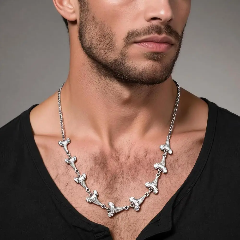 Neue Haifischzahn-Halskette für Männer, Punk-Meerestier-Zahn-Choker, Kreatives Einzigartiges Schmuckgeschenk