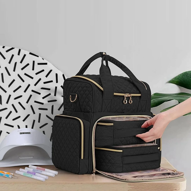 네일 광택제 정리함, 이동식 가방 및 도구 보관 포켓, 24 병 보관