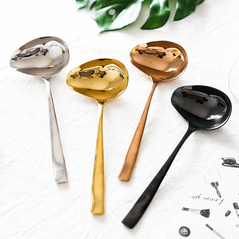 304 Stainless Steel Oil Sauce Spoon, Drizzle Spoon with Spout, Gravy Soup Spoon-Kitchen Tools