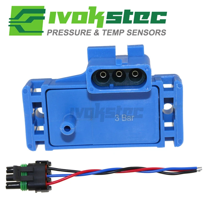 Motec sensor de mapa turbo, 3 barras, motor elétrico, com plug, 3