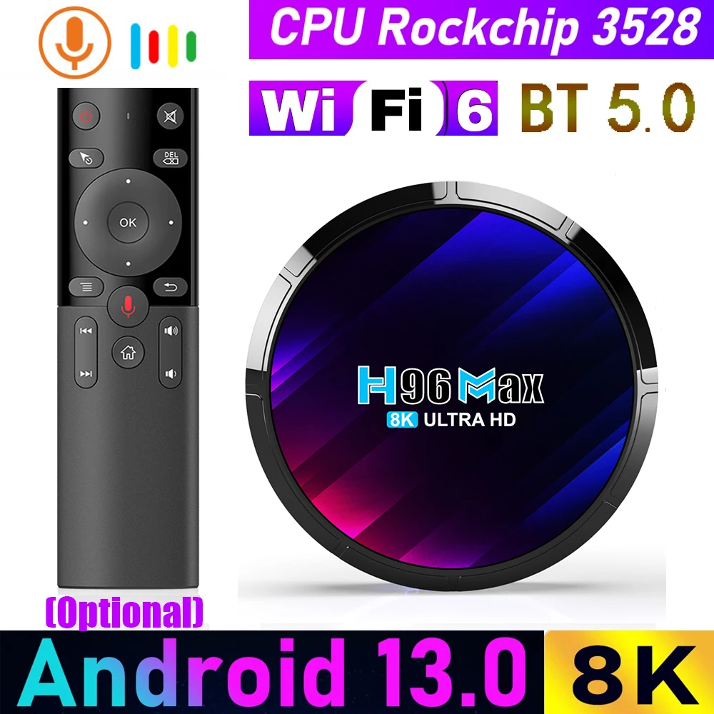 Android13.0 Tv Box H96 Max Rockchip Rk3528 Quad-Core 64Bit Cortex-A53 Supporto Decodifica Video 8K Wifi6 Bt5.0 Set Top Box