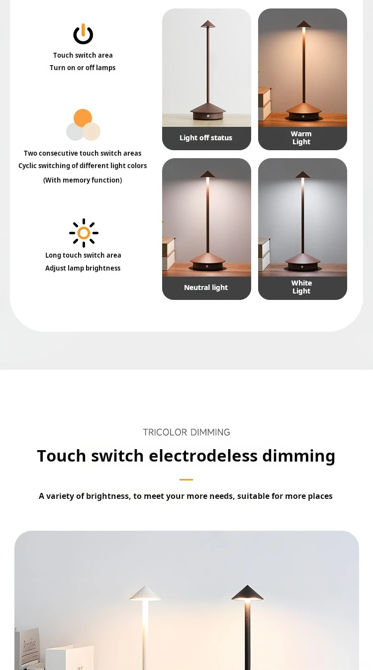 Type-C Rechargeable Table Lamp Creative Dining Touch Led Hotel Bar Coffee Pina pro Table Lamp Lampada Da Tavolo Decorative Lamp