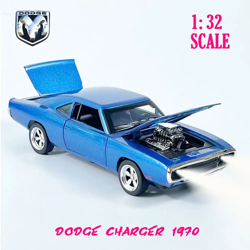 

1:32 Dodge Charger 1970 Diecast Pullback Muscle Car Model Repilca with Light Sound Scale Alloy Miniature Kid Boy Xmas Gift Toy