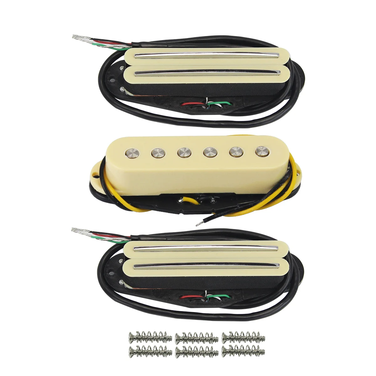 FLEOR Alnico 5 Hot Rail Humbucker Single-Coil-Sized Pickup Midden Bridge Pickup Set, Zwart